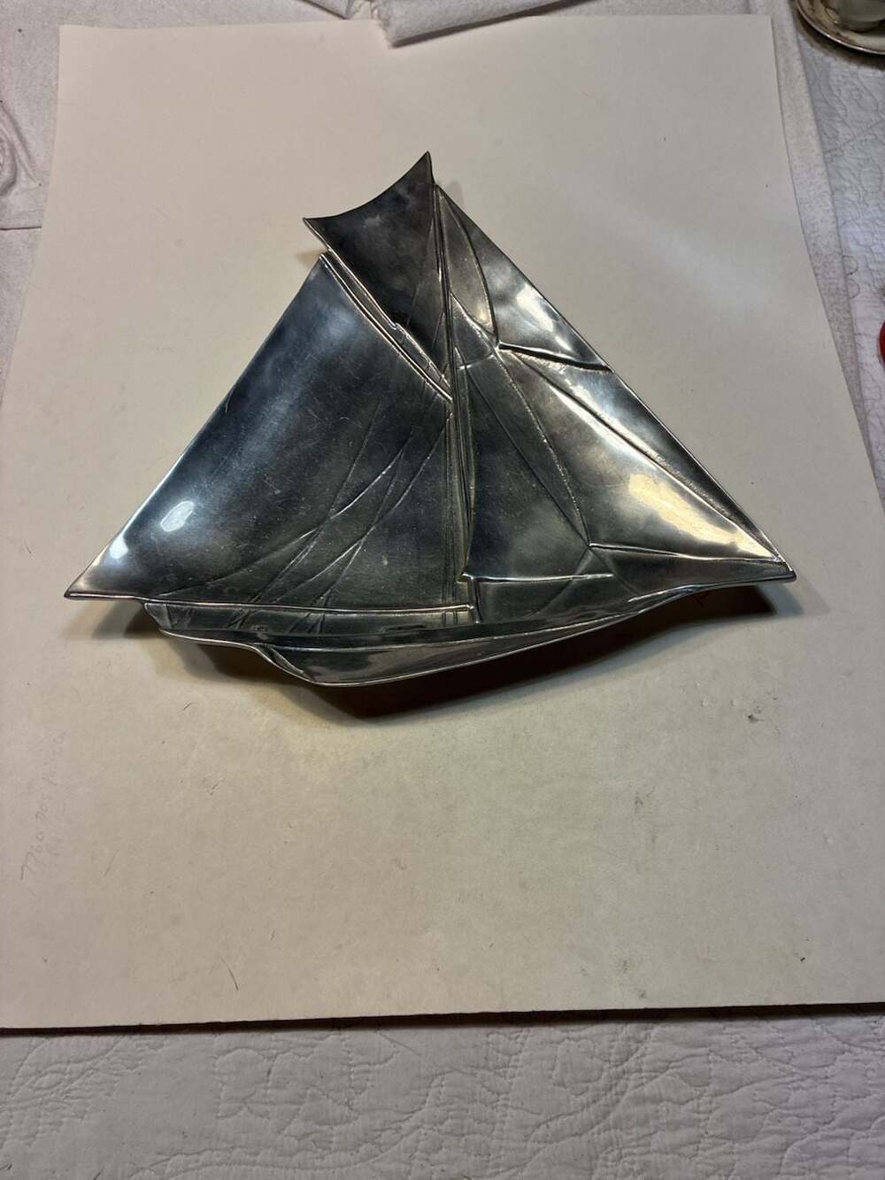 Mariposa Brillante Aluminum Large Sailboat Schooner Serving Tray Platter